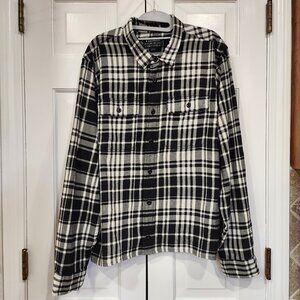 Filson Black White Plaid Long Sleeve Button Front Shirt Size L